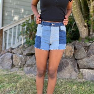 Multicolor denim shorts